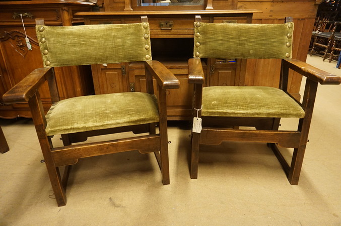 Pair of Spanish walnut armchairs