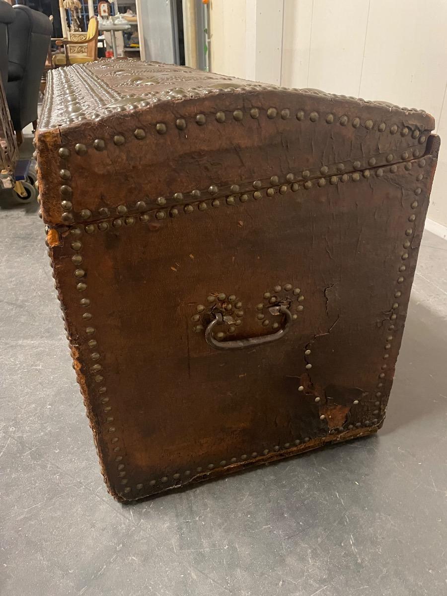 17/18th century leather with brass trunk 120x53x62H cm 