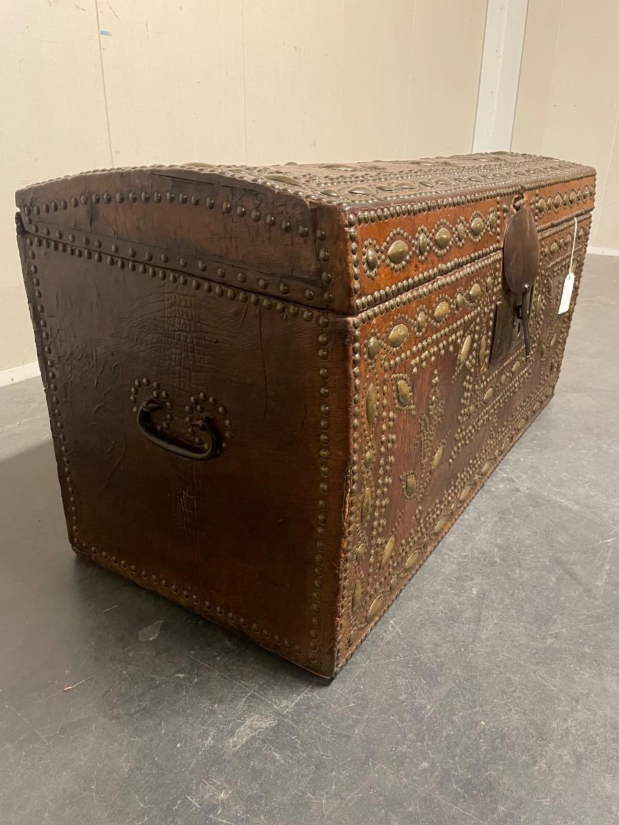 17/18th century leather with brass trunk 120x53x62H cm 