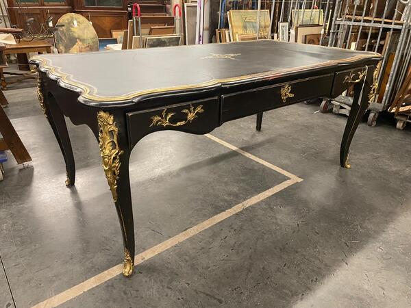 20th century L. XV style black with gold painted bureau plat, 180x100x77H cm