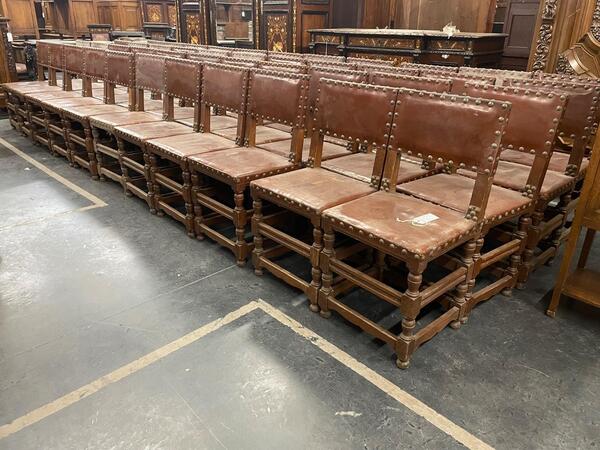 44 leather upholstered oak chairs 