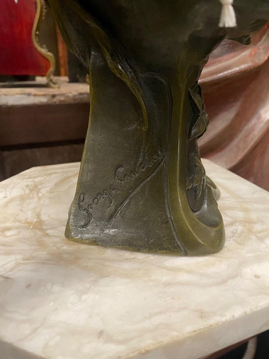 Bronze art nouveau in bust by George Coudray. 42h cm 