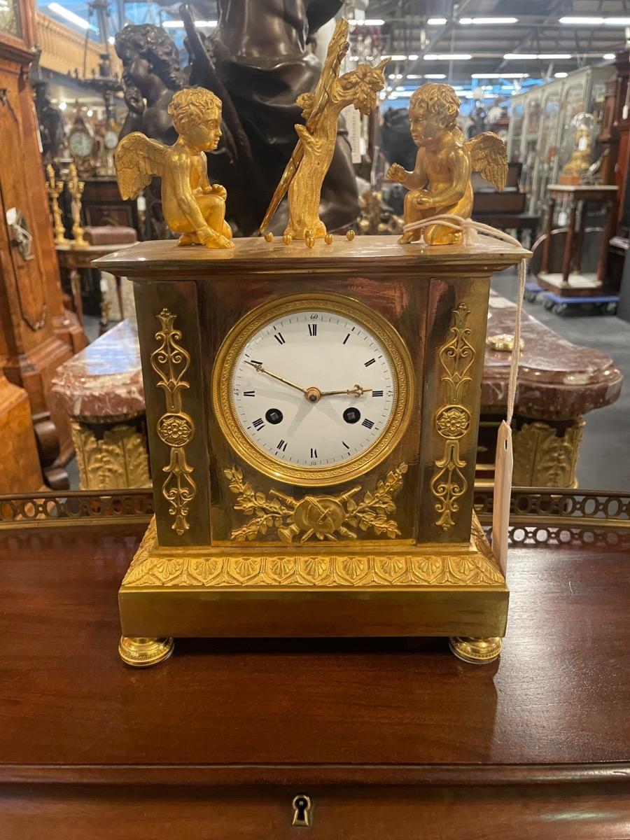 Bronze gilded Empire clock