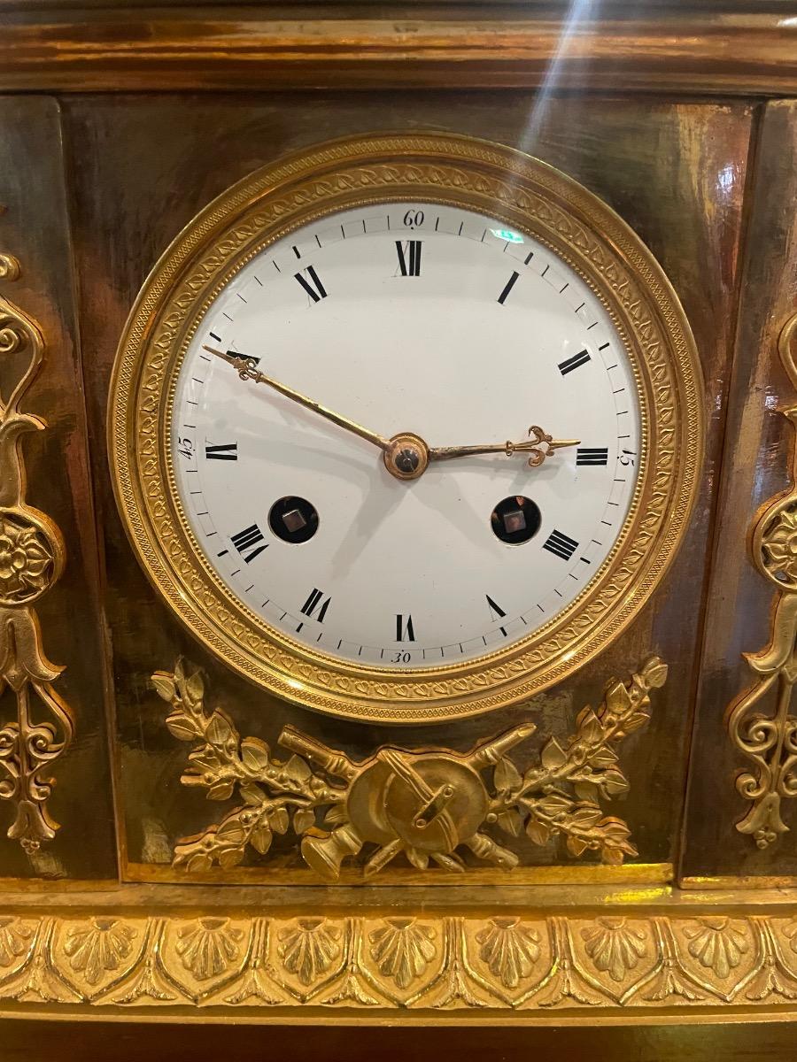 Bronze gilded Empire clock