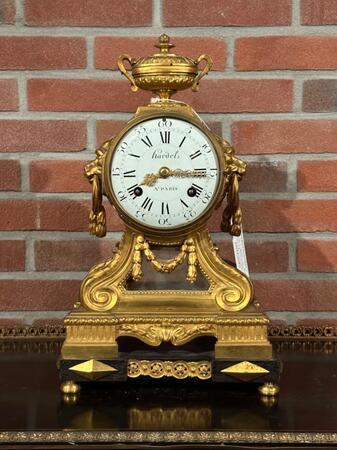 Bronze Gilded Louis XVI Pendule by Hardel, 29x17x45h cm