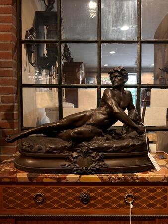 Bronze sculpture “l’azerte” by Leon Bonduel 1889, 80x38x56h cm