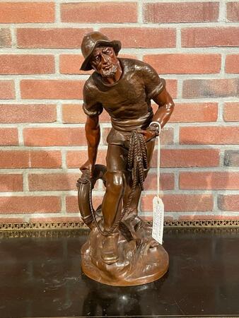 Bronze sculpture of a sailor signed by A. Froger, 49H cm