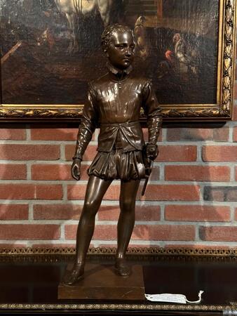 Bronze Sculpture of Young Henri IV of France Signed by Baron Bosio, 21x32x68h cm