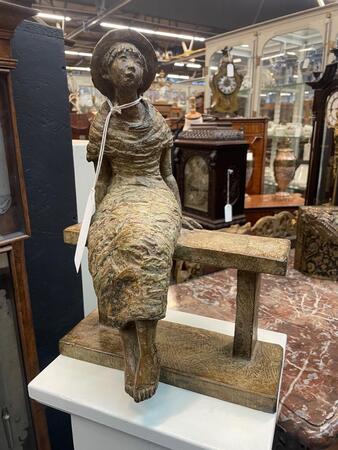 Bronze statue by Jozef van Acker. 26x17x37H cm 