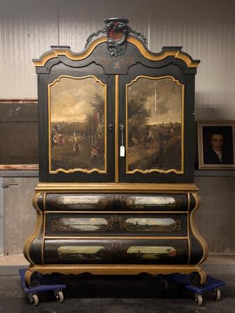 Dutch 18th century painted cabinet, 162x63x227h cm