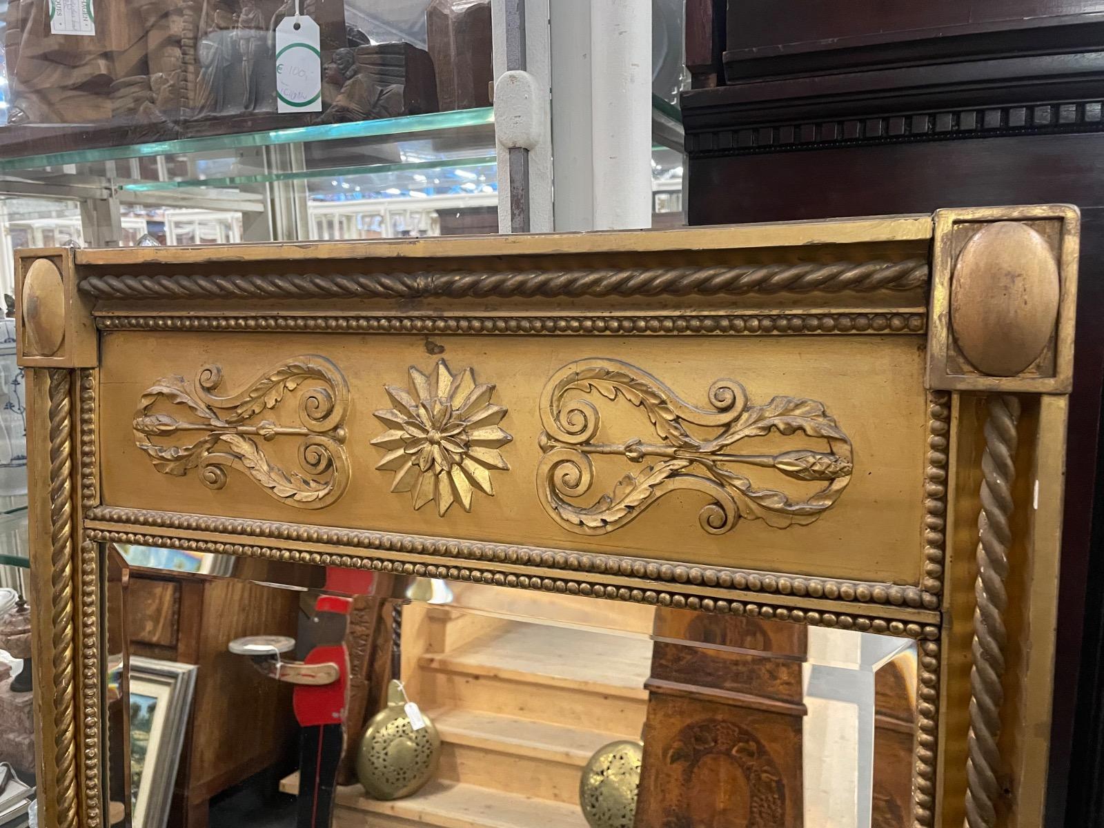 Early 19th century Empire gilded mirror. 75x158H cm