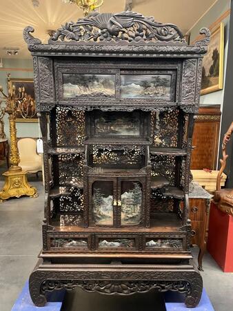 Early 20th century Japanese salon cabinet, 125x37x200H cm