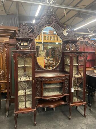 English Victorian salon cabinet. 167w x 264h cm 