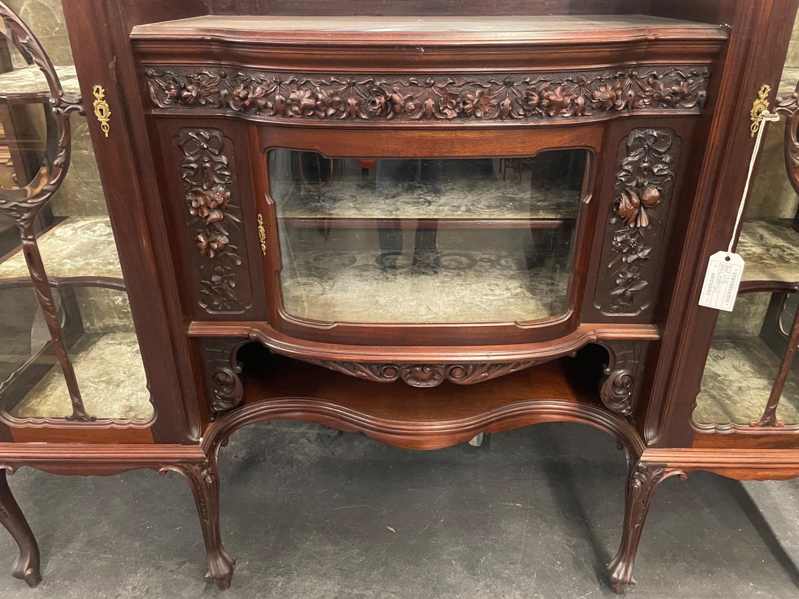 English Victorian salon cabinet. 167w x 264h cm 