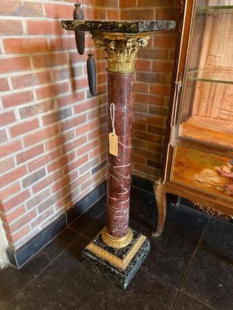 French marble and gilded bronze column. 26x26x110H cm