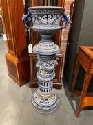 German westerwald stoneware jardinière on stand. 112 cm tall