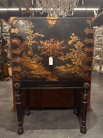 Japanese 18th century Lacquered Treasure Cabinet on stand, 92x51x142h cm