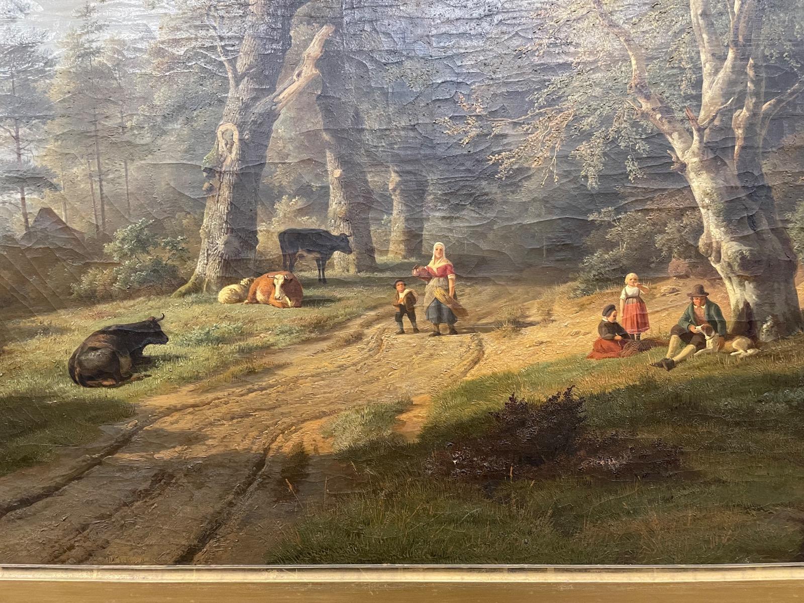 Large 19th century landscape painting by Dubourcq