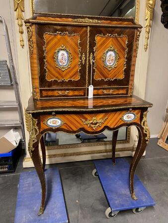 Napoleon III bonheur du jour with porcelain plaques, 78x50x132H cm