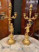 Pair of 19th C. bronze gilded candelabras. 48 cm high