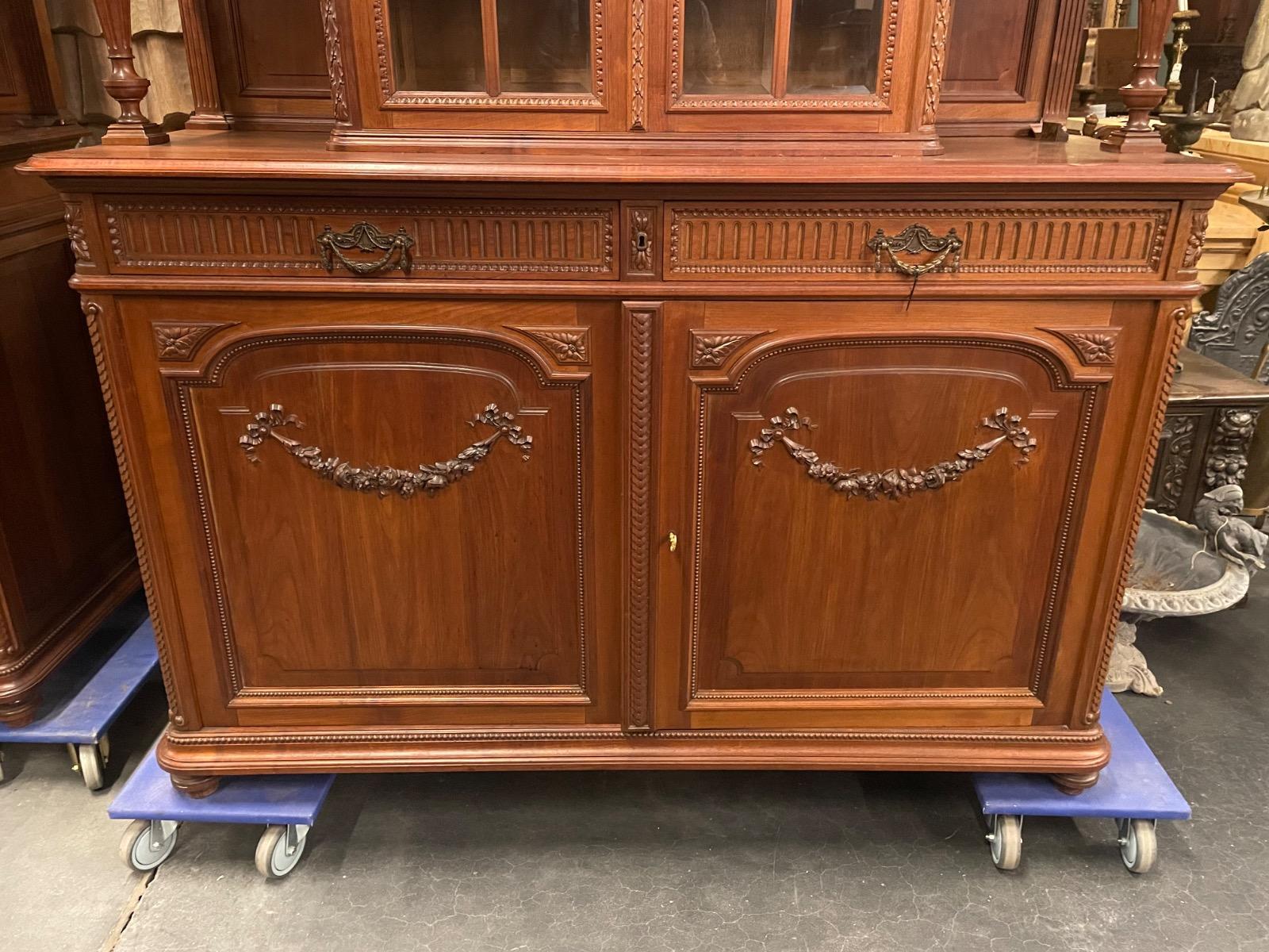 Pair of walnut Louis XVI style French buffets