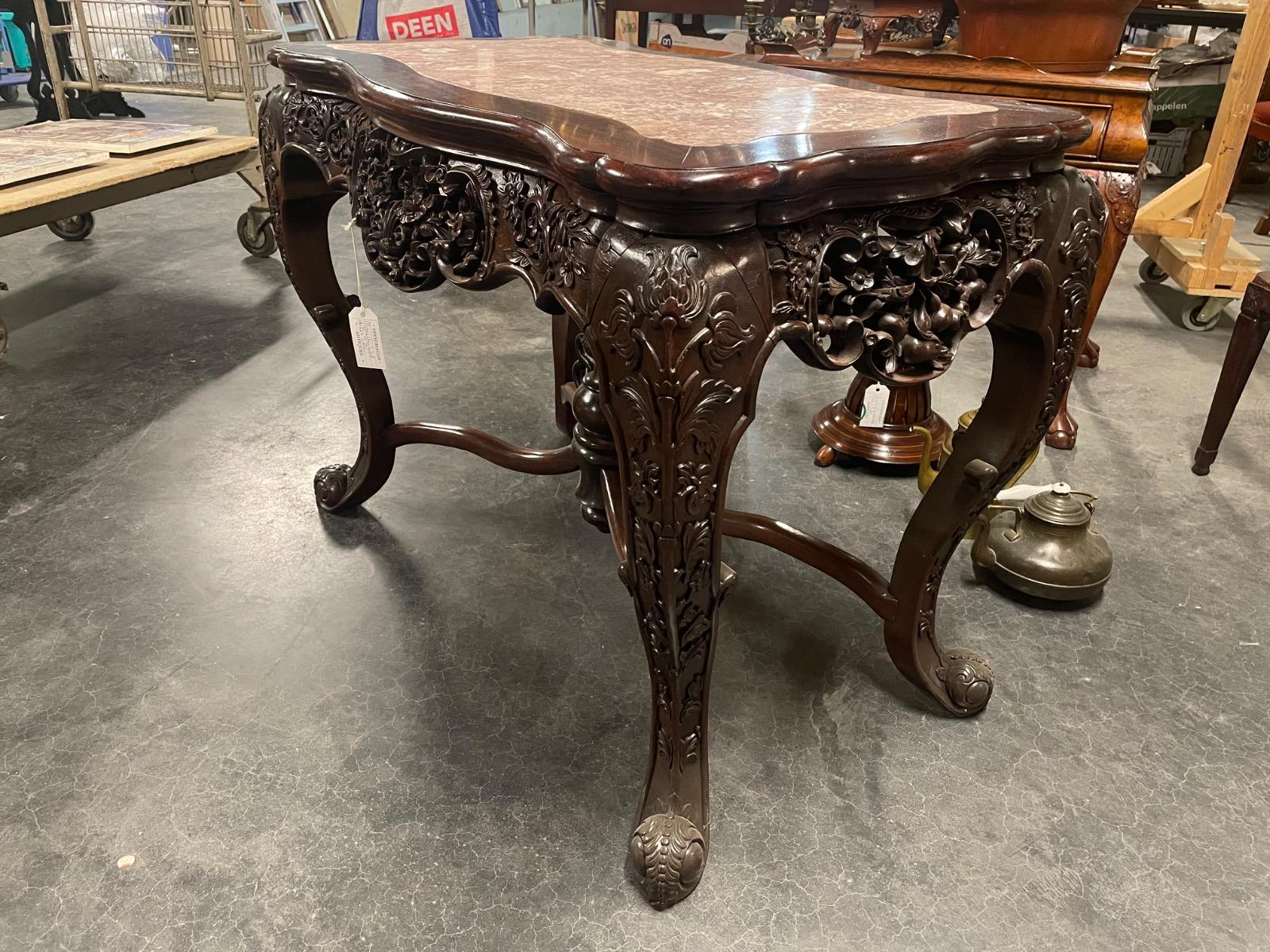 Quality Chinese marble top center table. 110x62x81H cm