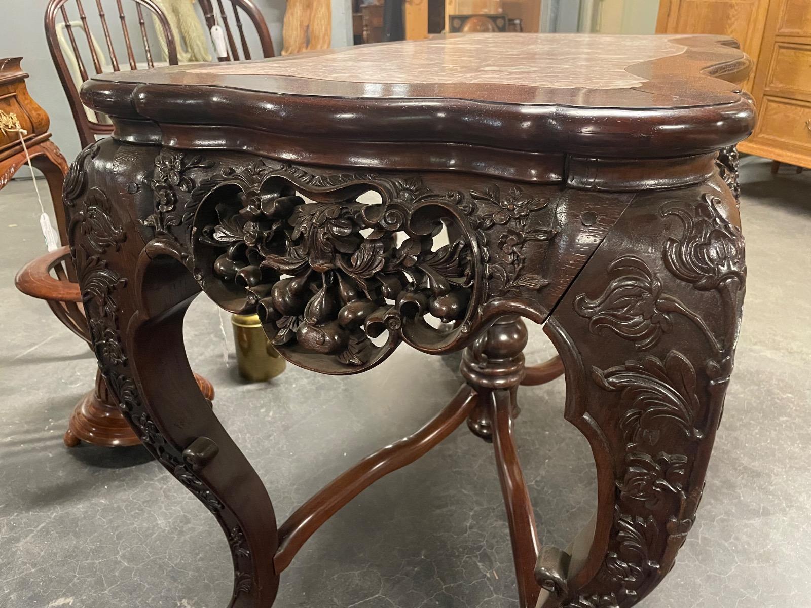 Quality Chinese marble top center table. 110x62x81H cm