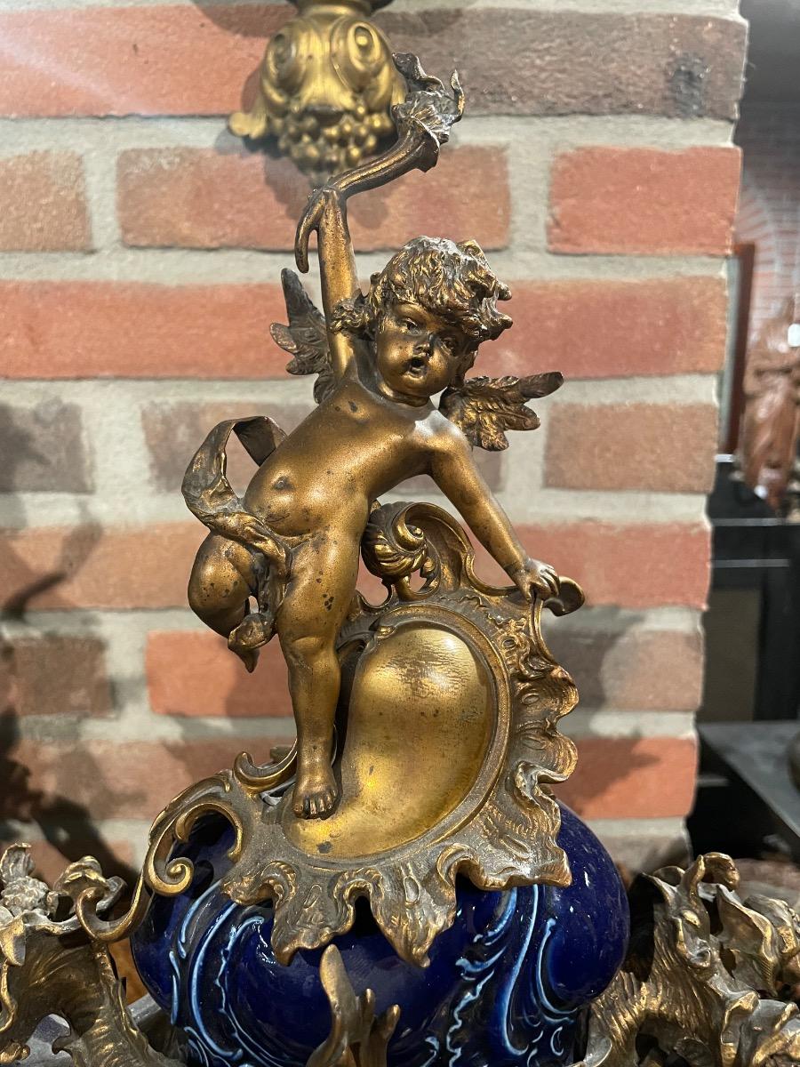 Very rare and impressive Lenzkirch clock garniture. 76 cm tall 